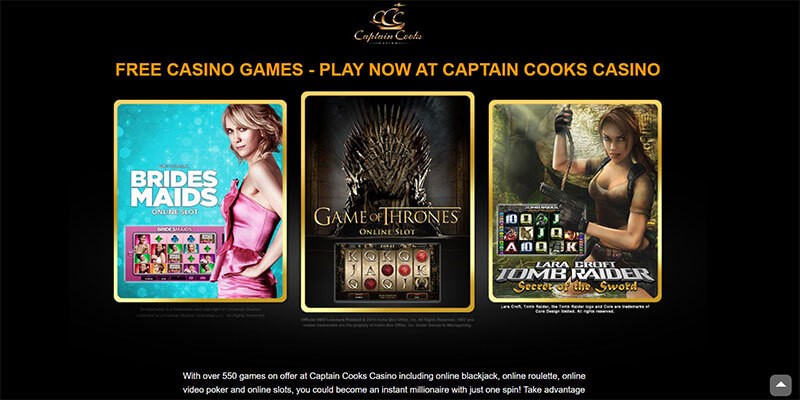captain cooks casino games