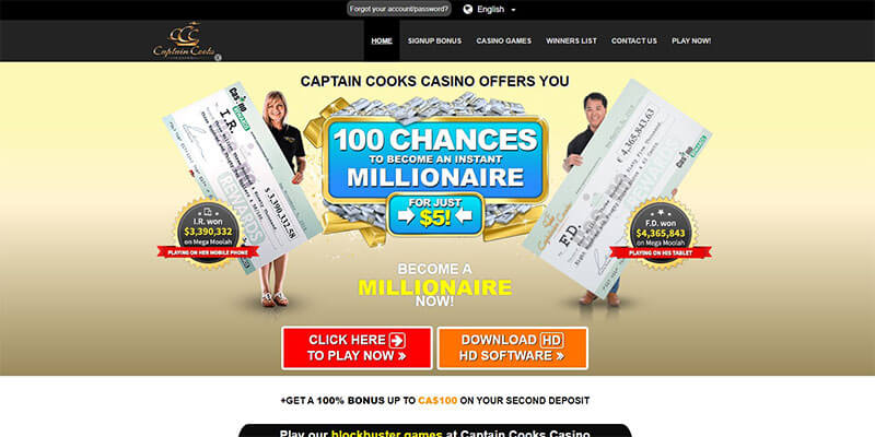 captain cooks casino homepage