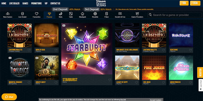dream vegas games