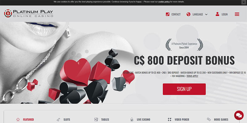 platinum play homepage