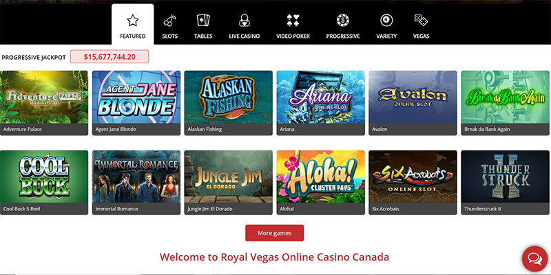 royal vegas games