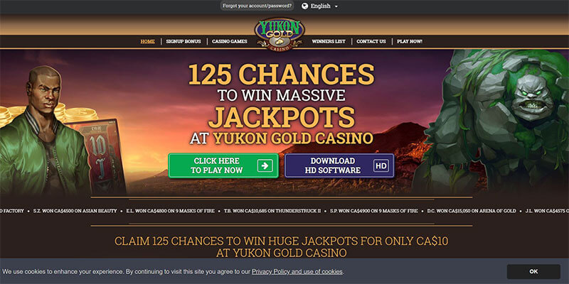 yukon gold casino homepage